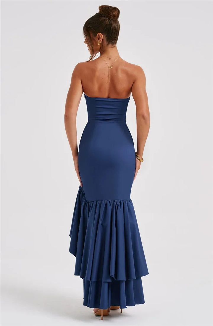 Maxi strapless ruffled dress with slit design - Rita