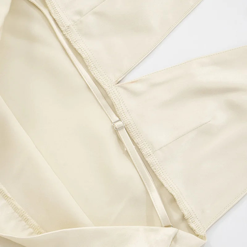 Satin mini dress with V neckline decorated with matching scarf - Karina