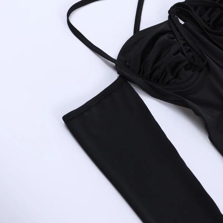 Off-Shoulder Mini Dress with Chest Tie Detail - Romy