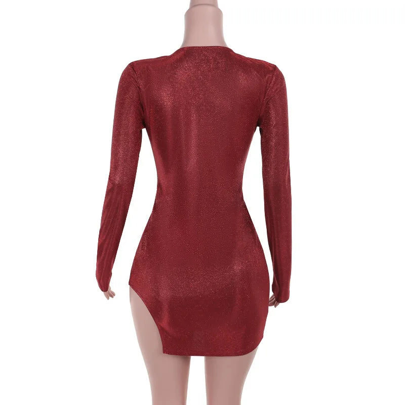Glitter mini dress with slit design - JASMIN