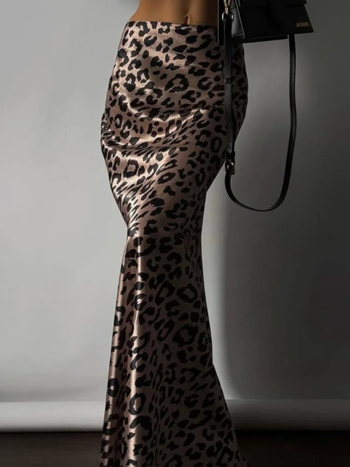 Leopard print satin maxi skirt - TAY