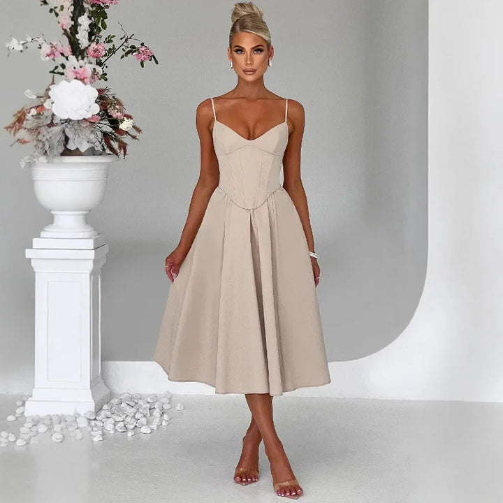 Midi Dress with A-Line and Classic Design - Nataly