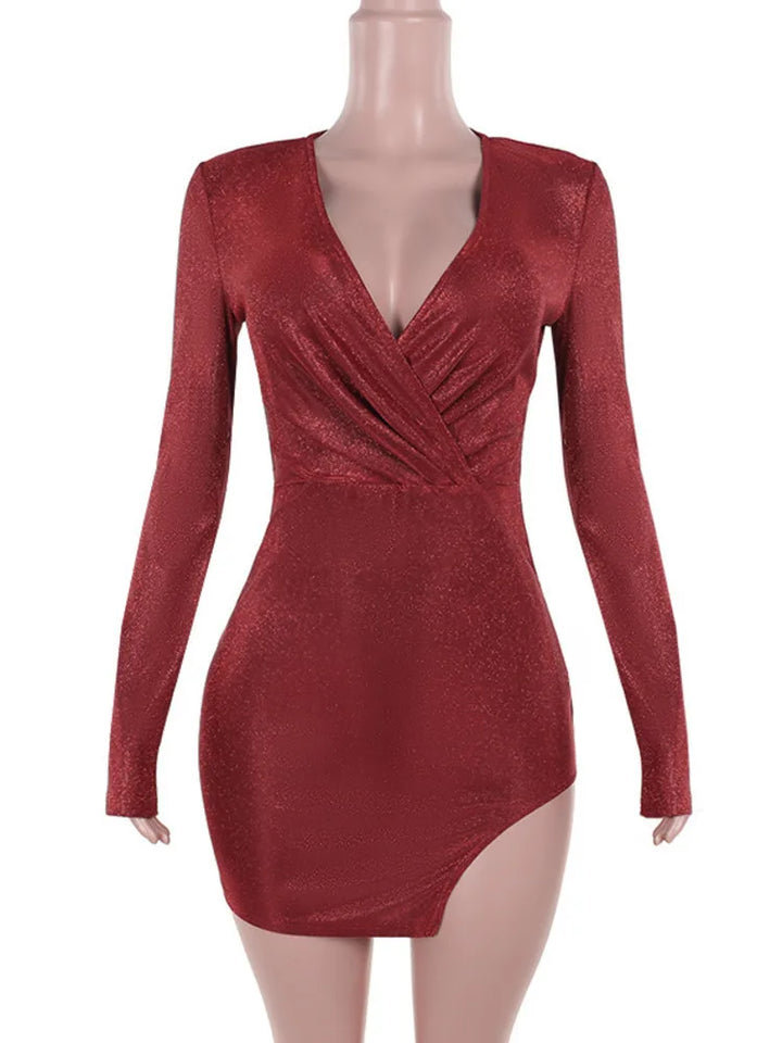 Glitter mini dress with slit design - JASMIN