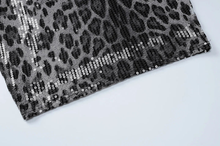 Strapless Sequin Leopard Print Mini Dress - Veronica