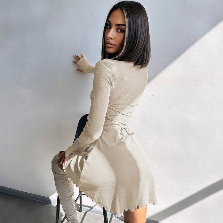 Mini dress decorated with ties - Shaia