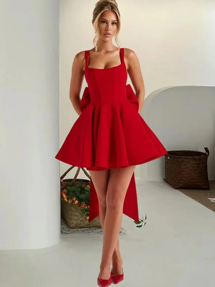 A-Line Mini Dress with Bow Detail - Emma