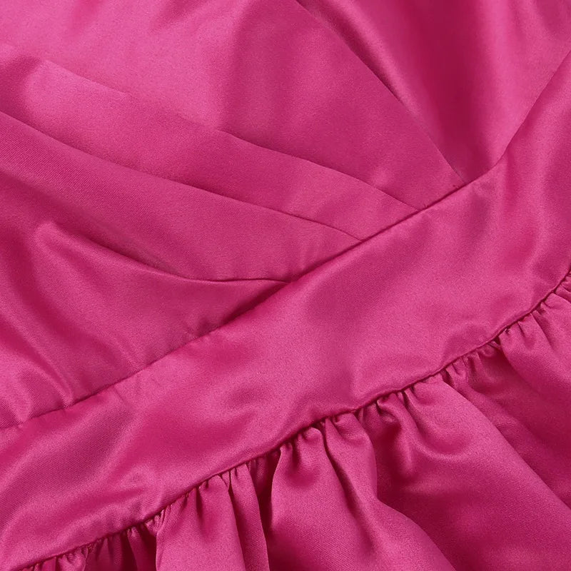 A-Line Satin Mini Dress with Sequin Straps - Miel