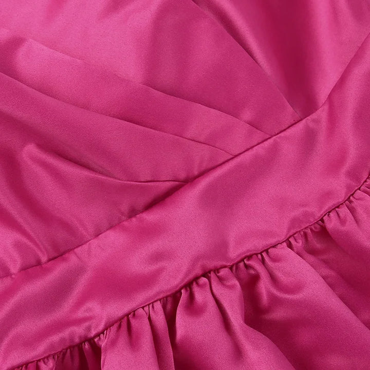 A-Line Satin Mini Dress with Sequin Straps - Miel
