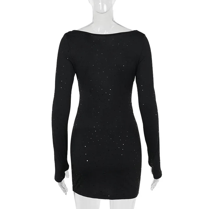 Ruching Mini Dress with Glitter Dot Decoration and Cutouts - Alexa