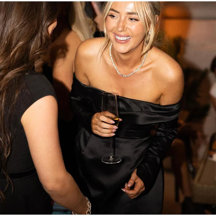 A-Line Mini Dress with Bare Shoulders - Miranda