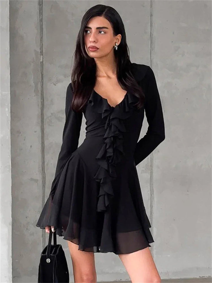 Mini dress with ruffle detail - ALINA