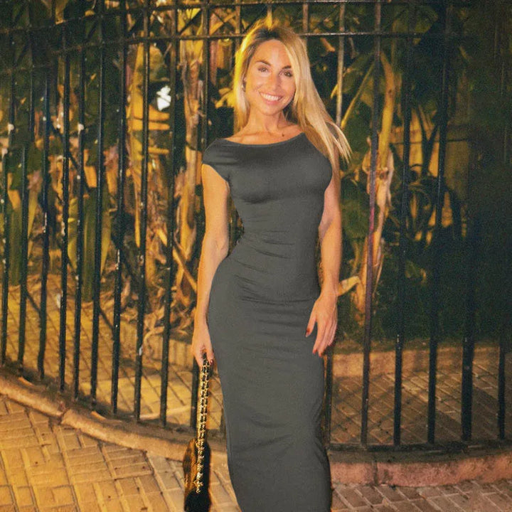 Fitted Maxi Dress with Open Back - Elia