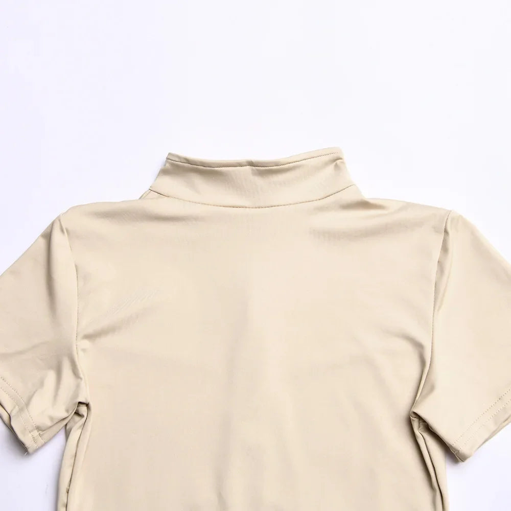 Short Sporty Jumpsuit with Corset Cut and Front Zipper Closure - Averie