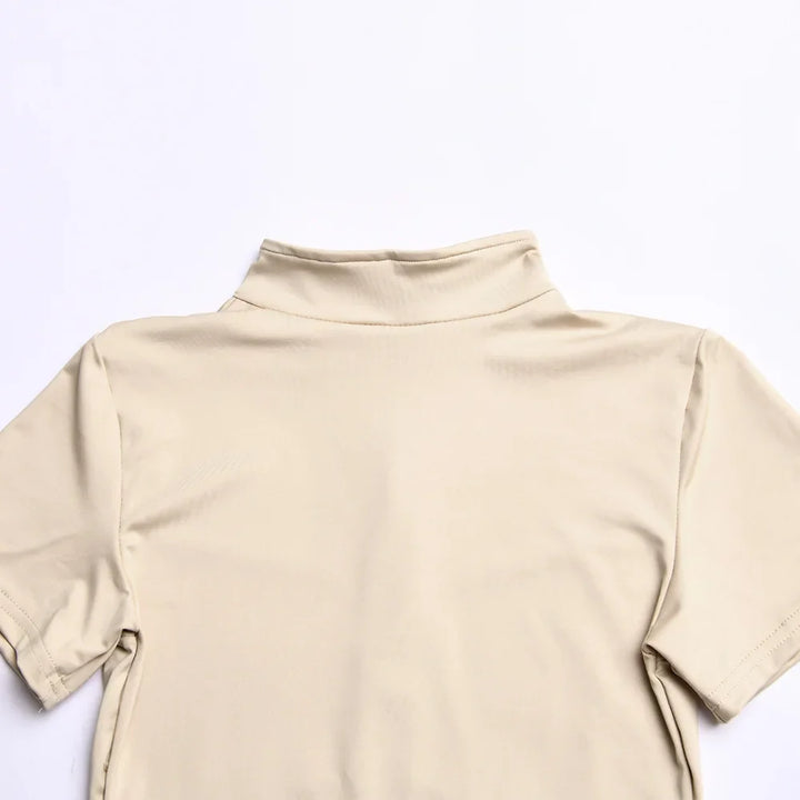 Short Sporty Jumpsuit with Corset Cut and Front Zipper Closure - Averie