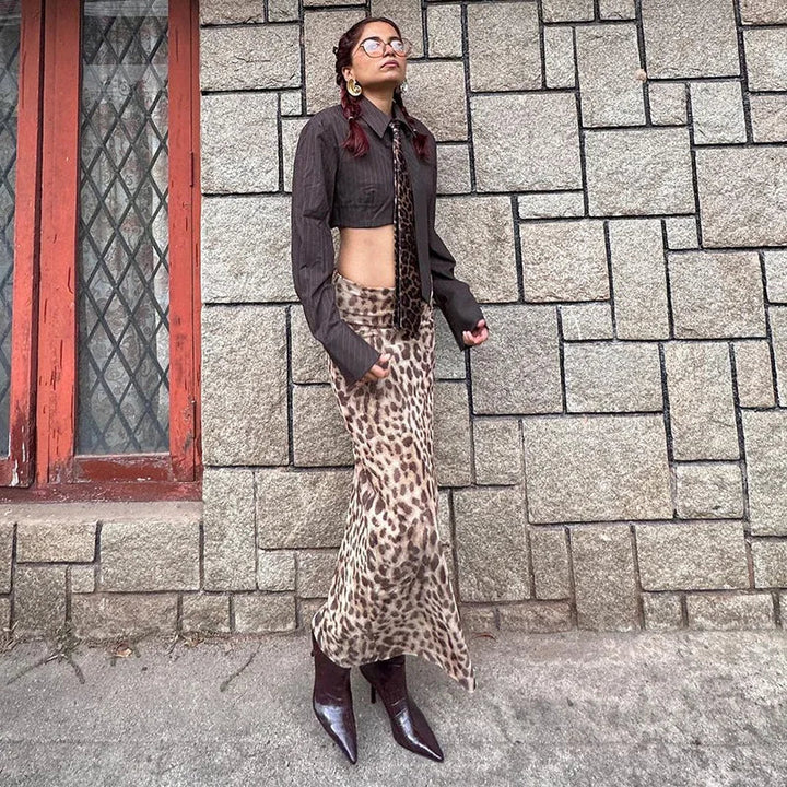 Leopard Print Chiffon Maxi Skirt - Ritz