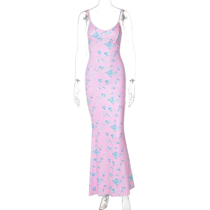 Fitted Floral Maxi Dress - Galina