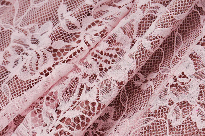 Lace Mini Dress with Overlay Sleeves and Tie Closure - Polina