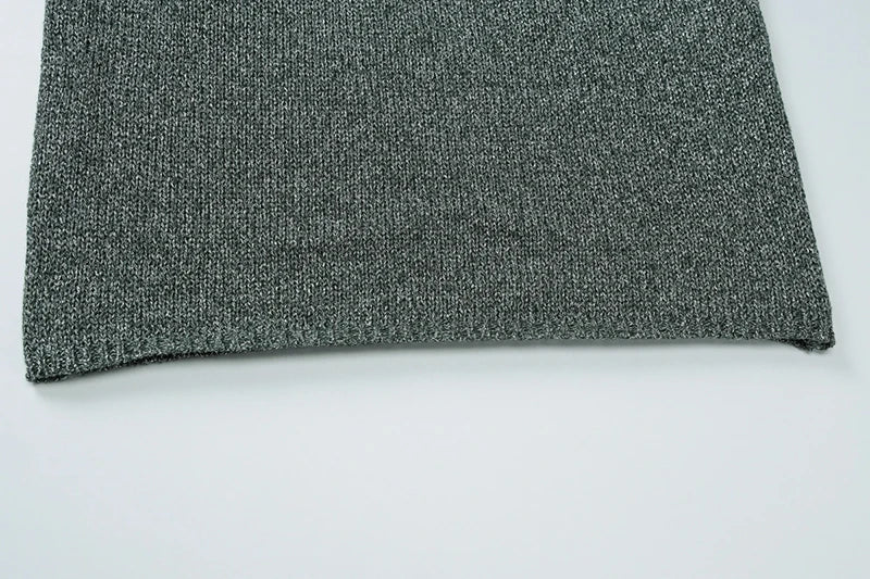 Knitted Sequin Mini Dress with Dropped Collar and Open Back - Kesem