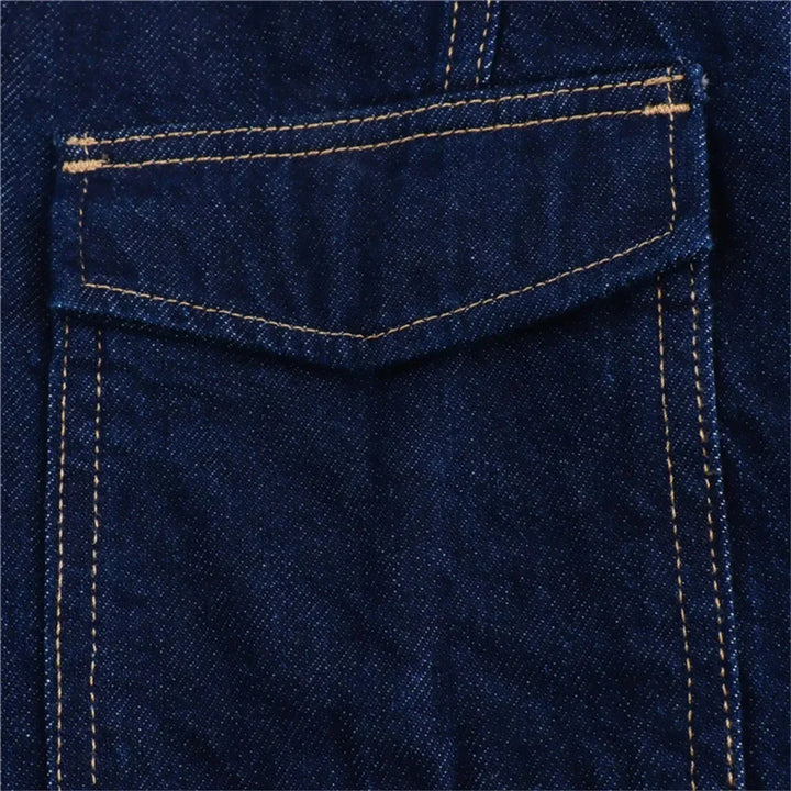 חליפת דנים שני חלקים מכנס חצאית מיני וחולצה בעיטור כיסים - ג'ול