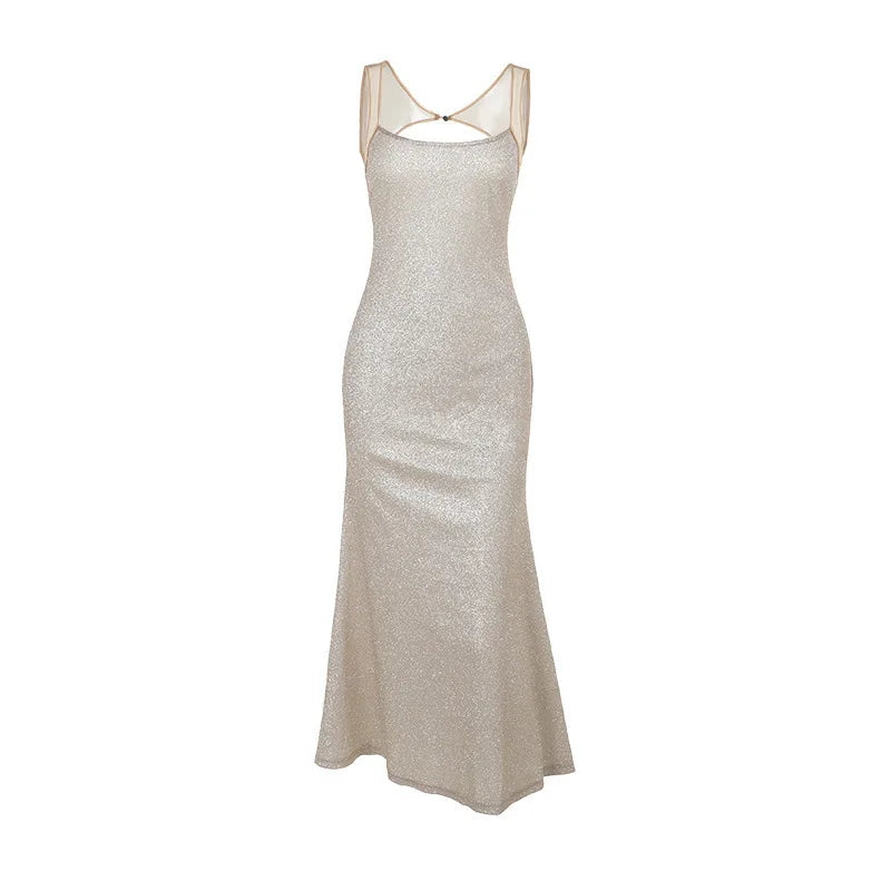 Sequin maxi dress with open back - SPARKLE