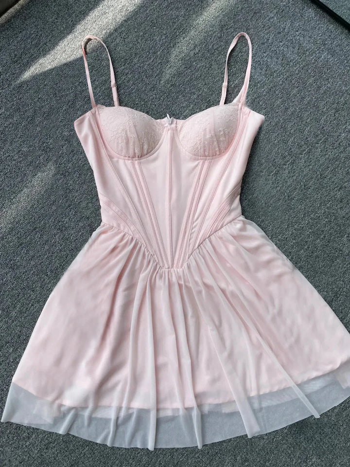 Mini Chiffon Dress with Corset Design - Rosie