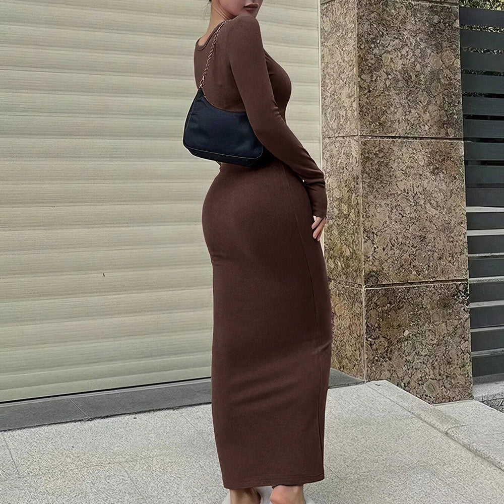 Basic Fitted Knit Maxi Dress - Vanessa
