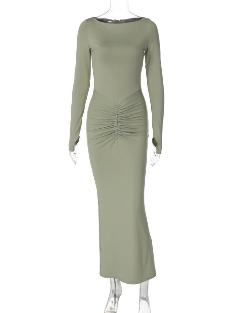 Maxi dress with ruching design - AMALIA