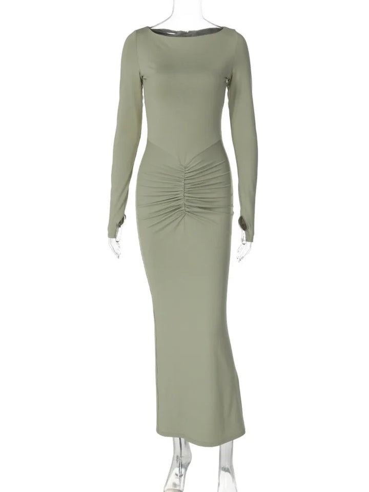 Maxi dress with ruching design - AMALIA