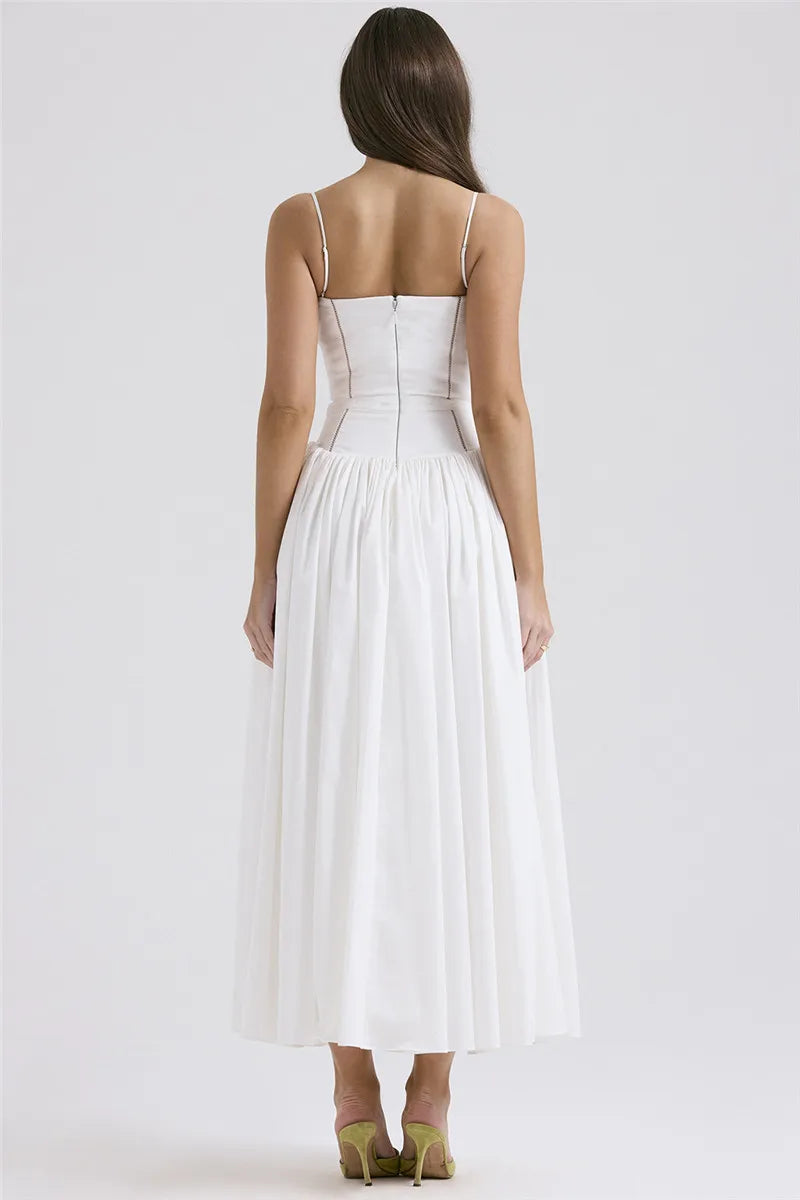 Country Style Maxi Dress with A-Line and Spaghetti Straps - Joelle