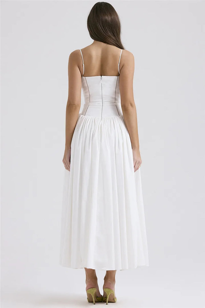 Country Style Maxi Dress with A-Line and Spaghetti Straps - Joelle