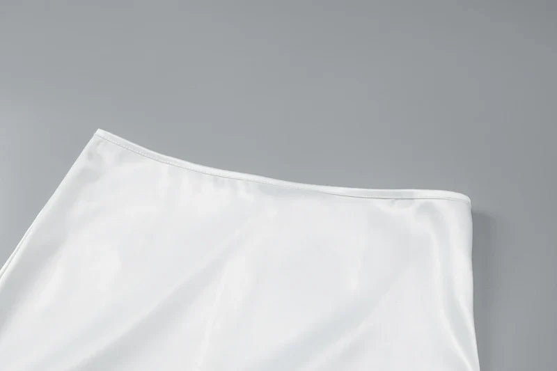 Two-Piece Satin Set with Strapless Top and Maxi Skirt - Siana