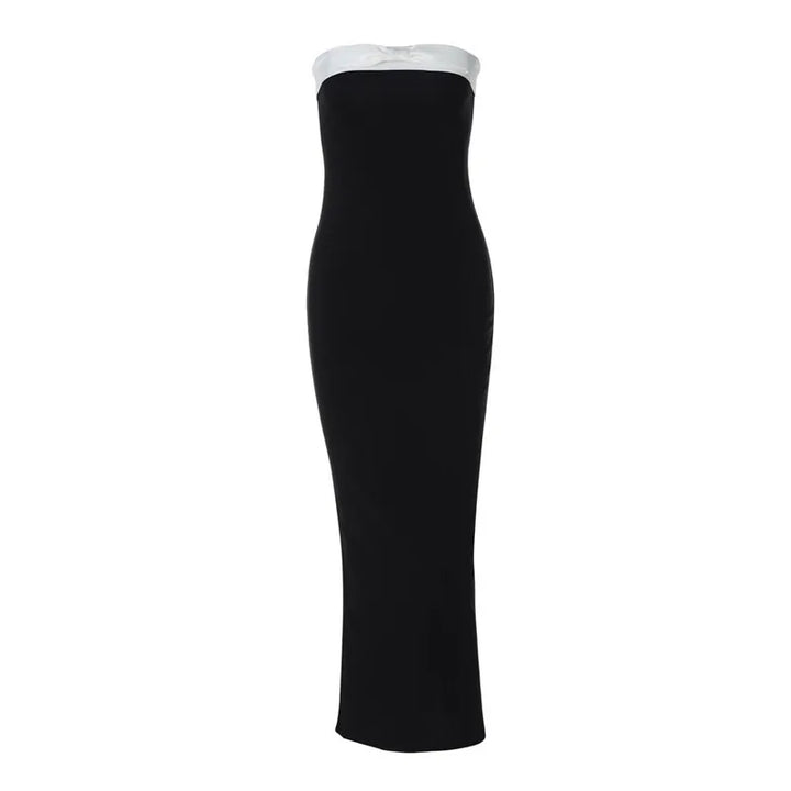 Elegant Strapless Midi Dress with Bow Detail - MORA