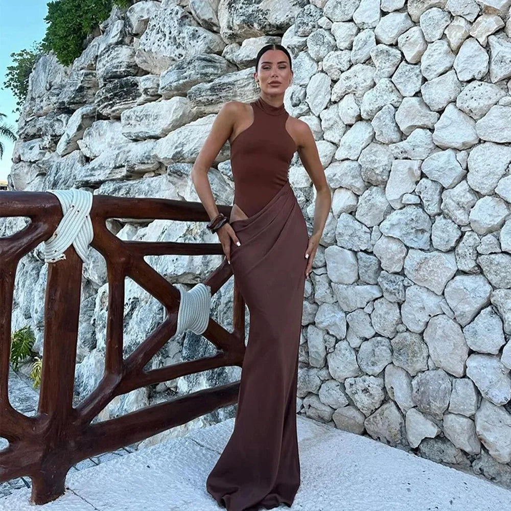 Maxi Dress with Fitted Bodysuit and Satin Skirt - Maris