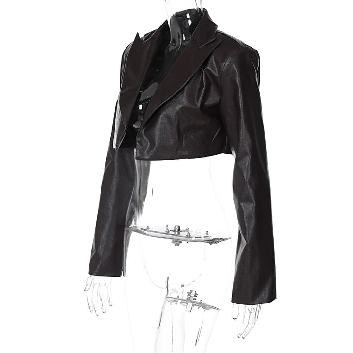 Short Leather Blazer Jacket - Oshi
