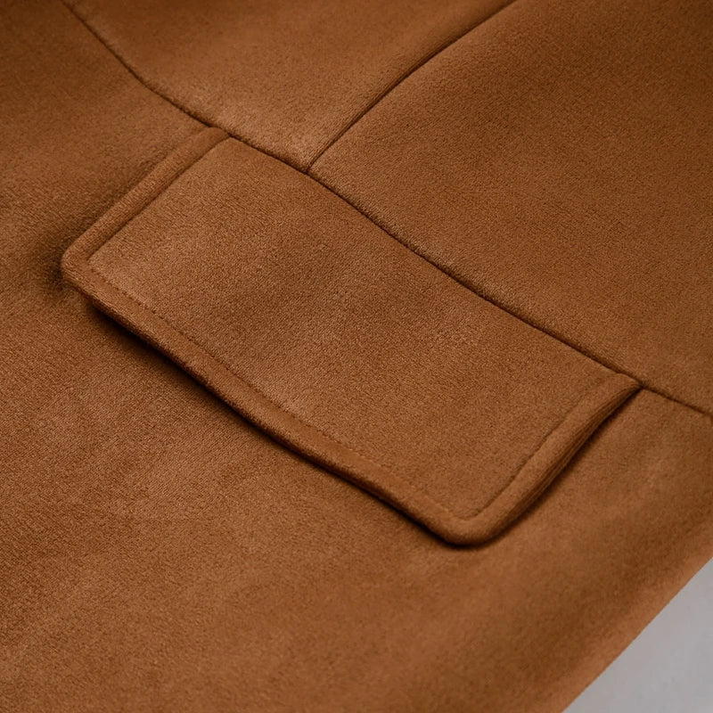 Suede Jacket with Button Details - Jale