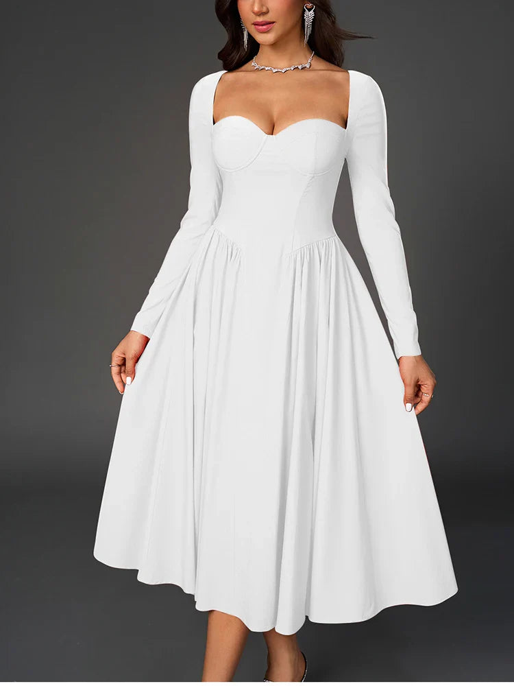 A-line Midi Dress with Rustic Design - Giuliana