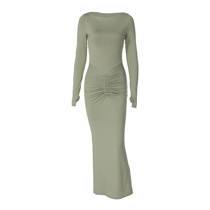 Maxi dress with ruching design - AMALIA