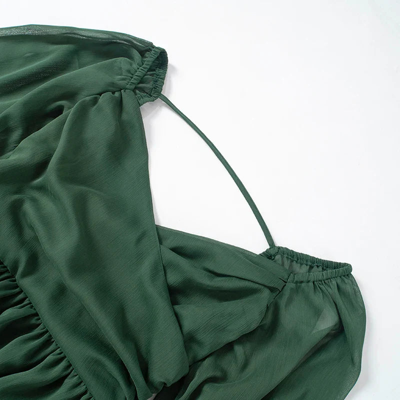 Mini Dress with Ruffle and Open Sleeves - Hallel