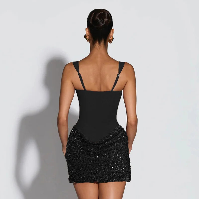 Mini Dress with Sequin Design - Rozan