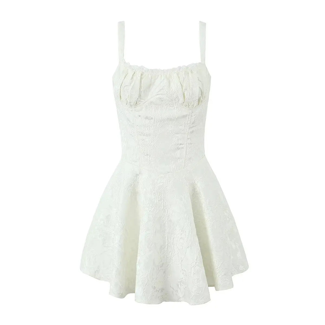 Mini Dress with Floral Embroidery and Lace Detail - Blanca