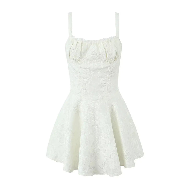 Mini Dress with Floral Embroidery and Lace Detail - Blanca