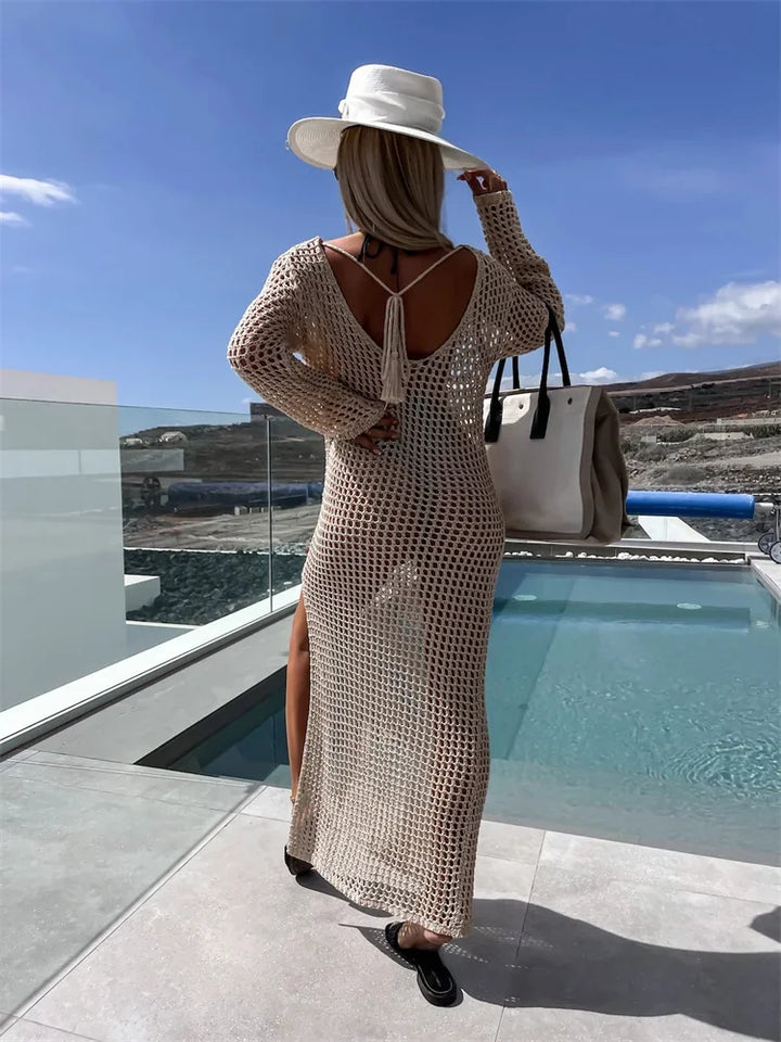 Mesh Maxi Beach Dress with Slit Design - Miranda