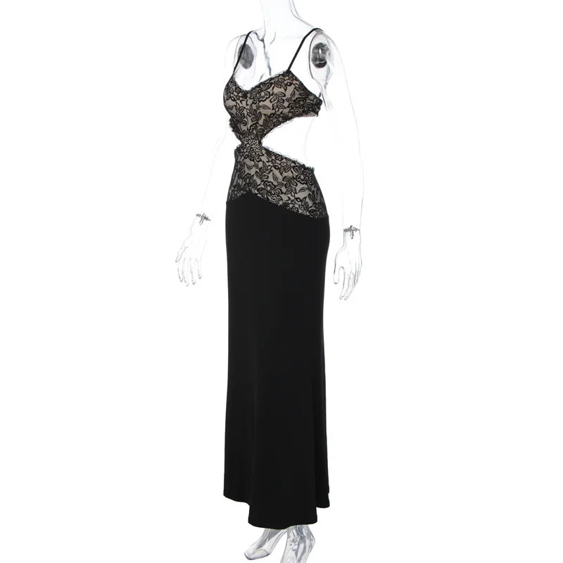 Maxi Dress with Lace Design and Open Back - EMMA