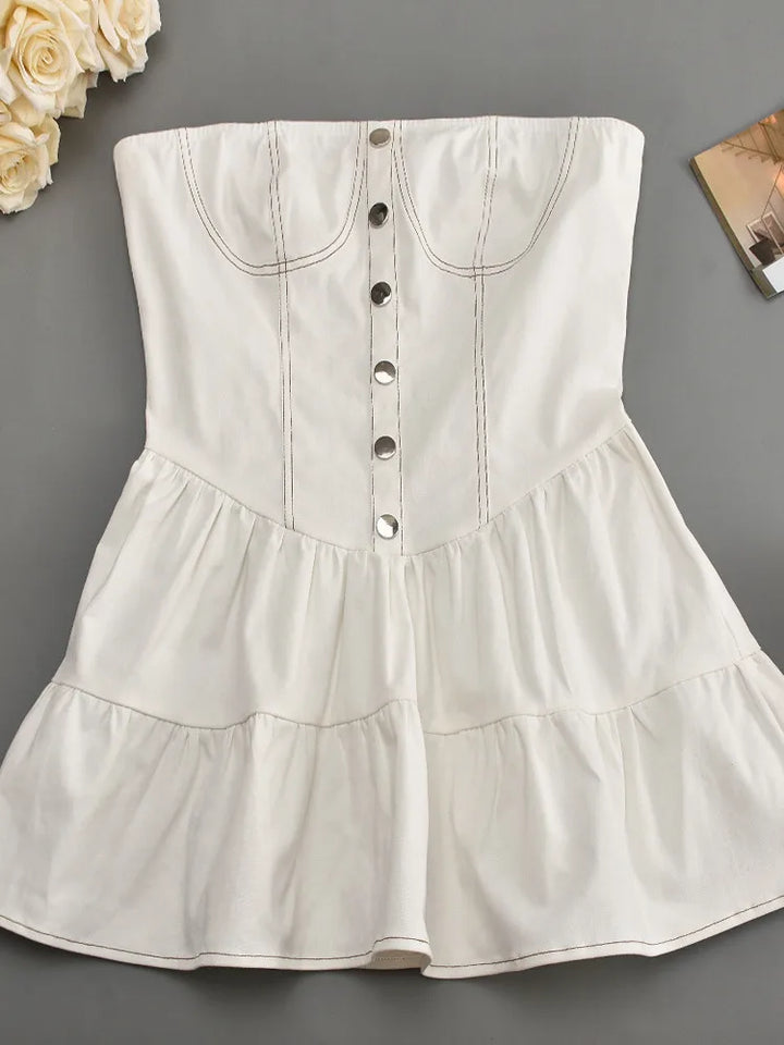 Strapless ruffled denim mini dress - Shirael