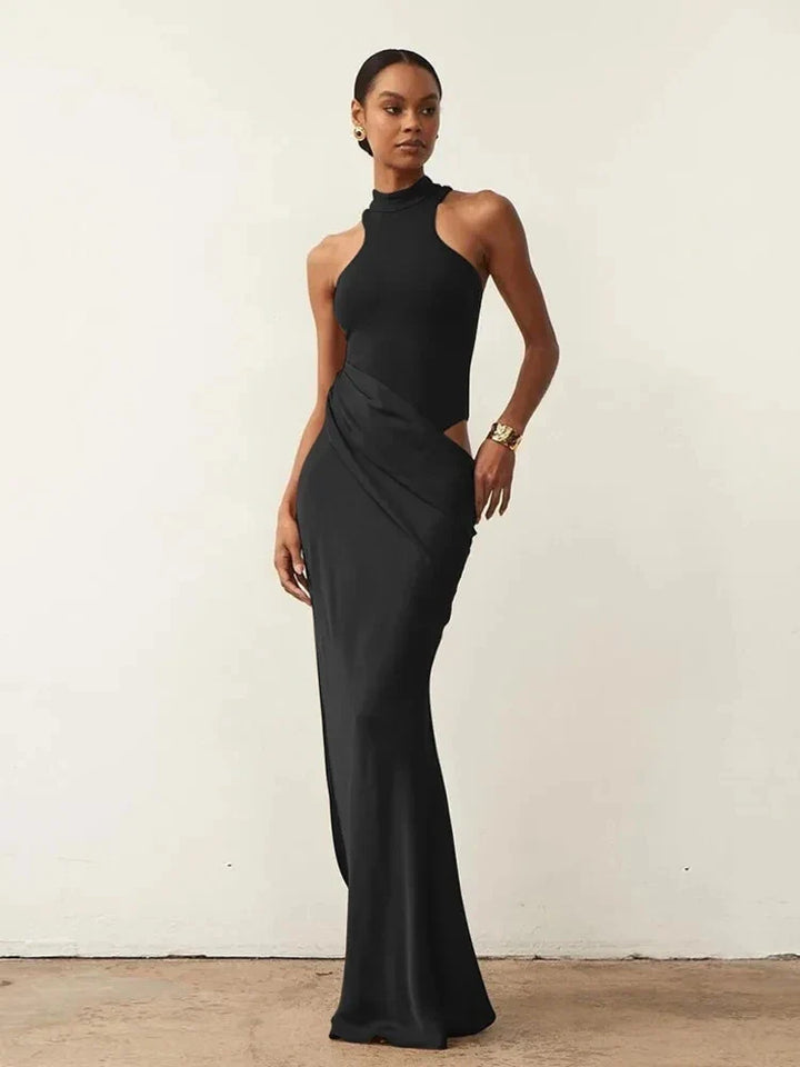 Maxi Dress with Fitted Bodysuit and Satin Skirt - Maris