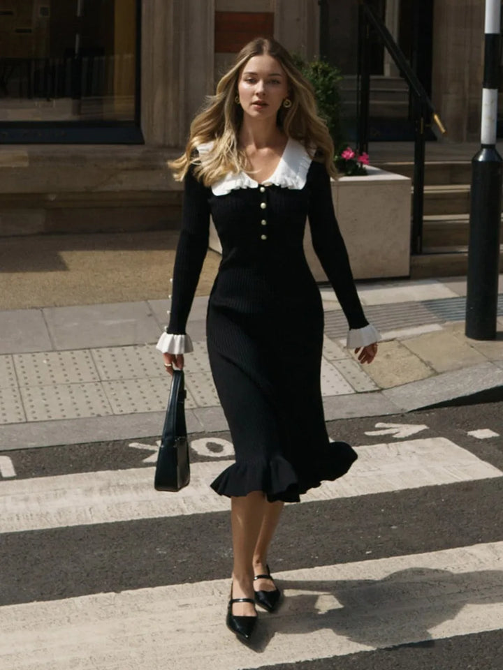 Vintage Style Knitted Midi Dress - Love