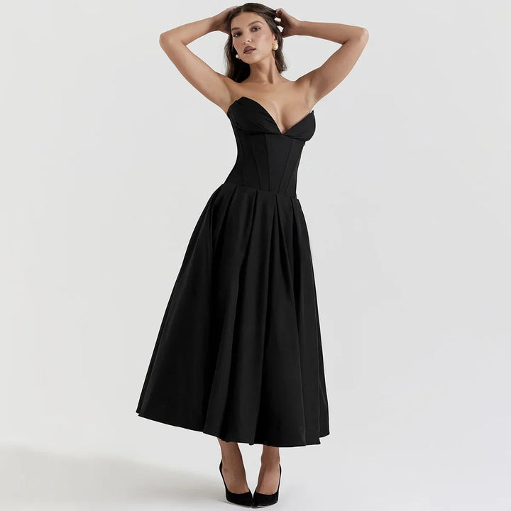 Strapless Midi Dress with Pockets - Fanny
