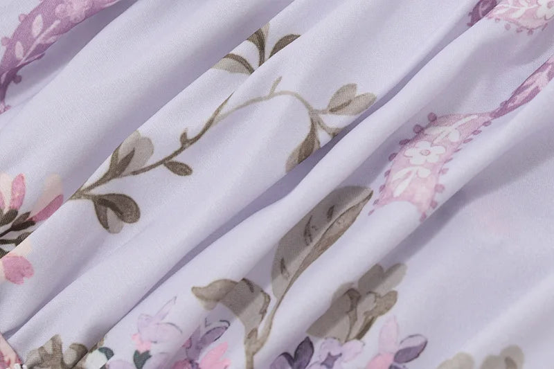 Floral mini dress with lace trim in a rustic A-line design - Himana