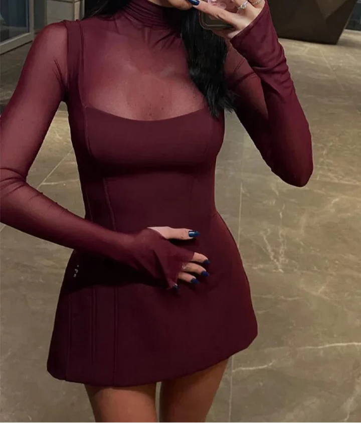 Tailored Golf Mini Dress with Mesh Design - Yilin