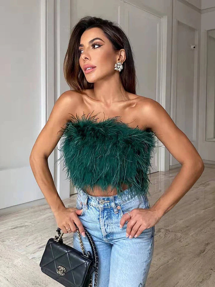 Strapless Feather Top - Tamila